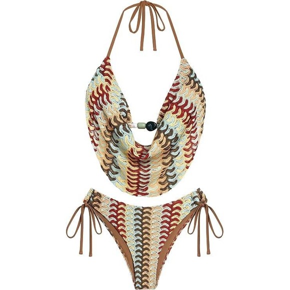 Zaful Other - ZAFUL Womens Two Piece Bikini Set Triangle Halter Cowl Neck Swimsuit L